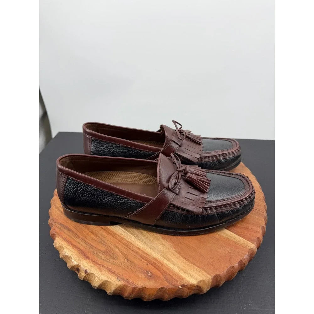 Johnston & Murphy Aragon II  Kiltie Tassel Loafers Mens 9.5M Brown Black Leather